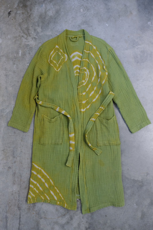 Chartreuse Shibori Robe or Housecoat (L/XL)