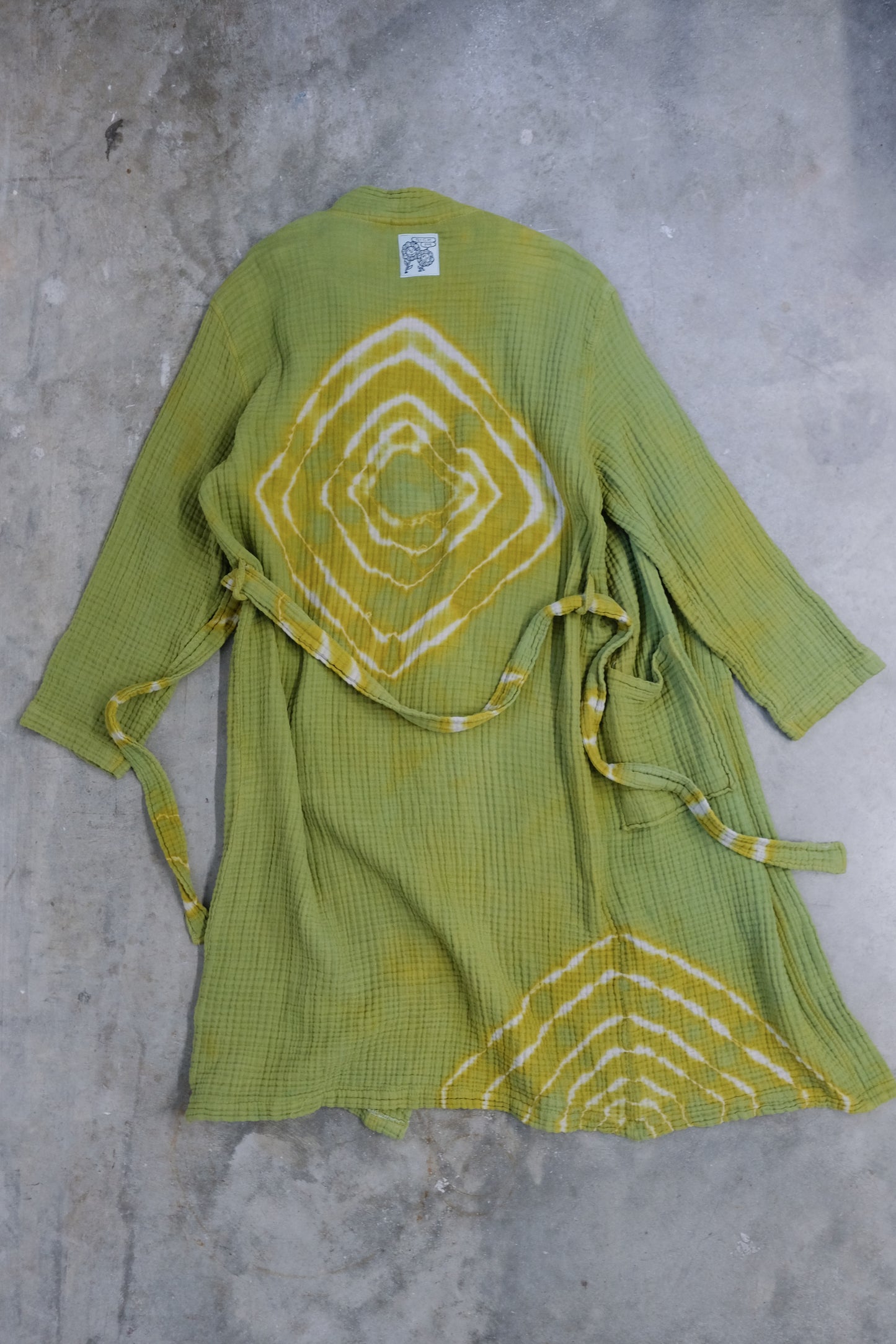 Chartreuse Shibori Robe or Housecoat (L/XL)