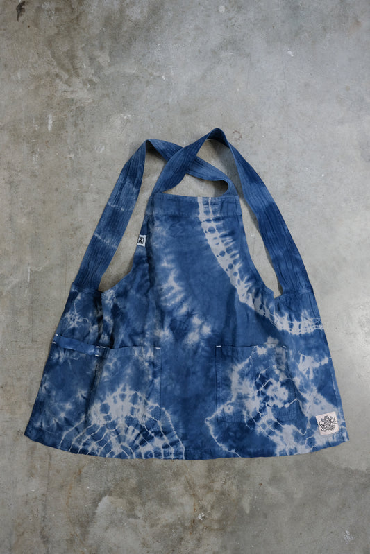 Indigo Shibori smock apron (OS)